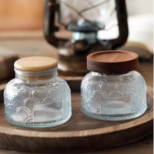 vintage carving Glass Jar ,Glass Storage Jar For Food,storage box with lid ,Kitchen Decor