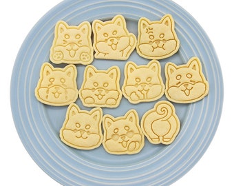 10 Pcs set Mini Shiba Inu cookie Cutters Plastic 3D Cartoon Biscuit Mold Cookie mold