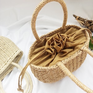 Hand-made Straw Bag Women Beach Woven Bags for Summer Travel Handbags ...