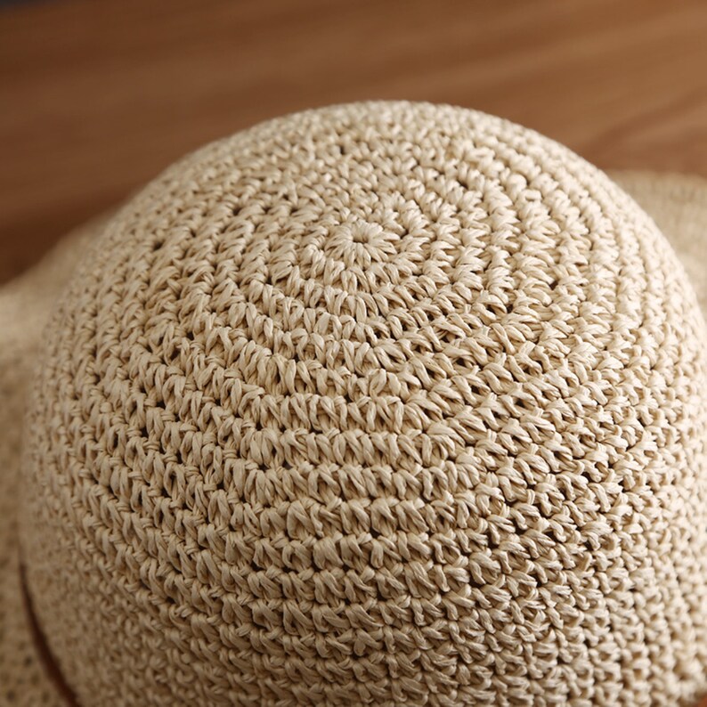Folding Straw Hat , Wide Brim Floppy Summer Hats , woman Seaside Beach Hat, Sun hat image 9