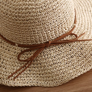 Folding Straw Hat , Wide Brim Floppy Summer Hats , woman Seaside Beach Hat, Sun hat image 7