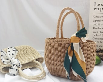 Hand-made straw bag Women Beach Woven Bags For Summer Travel Handbags