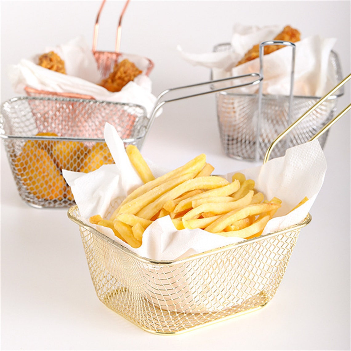 8 pcs French Fries Basket Portable Stainless Steel Chips Mini Etsy