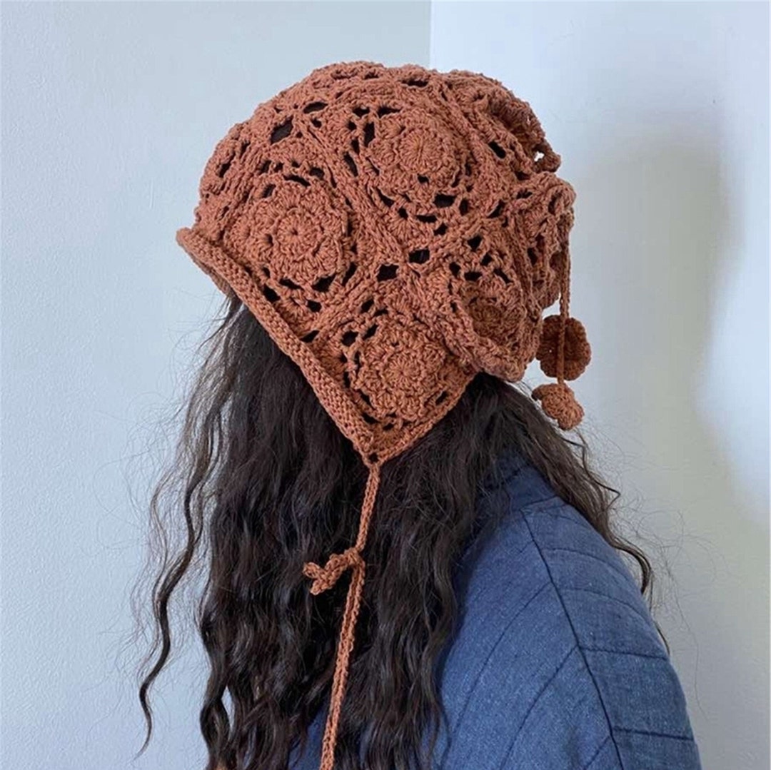Retro Style Hand-woven Knitted Flower Hat Women Hollow Out - Etsy