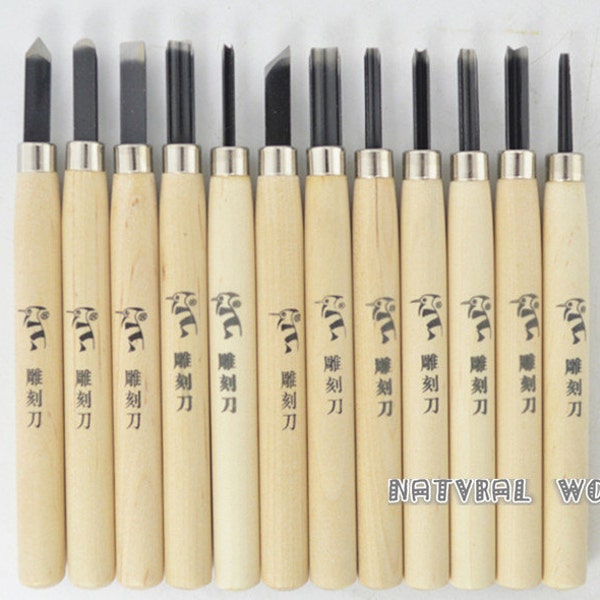set of 12 Rubber Stamp Carving Tool - Metal Head Rubber Graver Set  - Carving Knife - Wood Carving Tools for Handmade Rubber Stamps