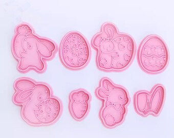New 8pcs Easter bunny Cookie cutters, Easter egg Biscuit Mold, DIY cookie mold