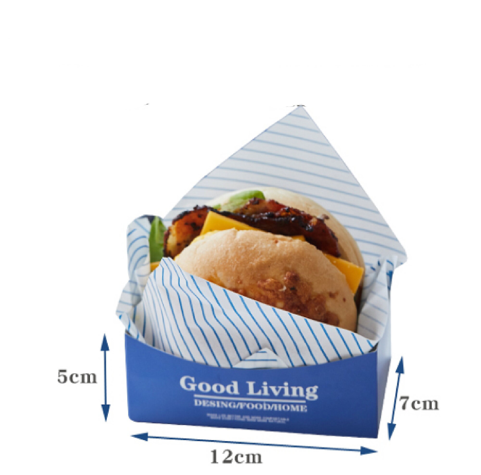 50 pcs blue Hamburger / Sandwich package boxes paper trays Etsy