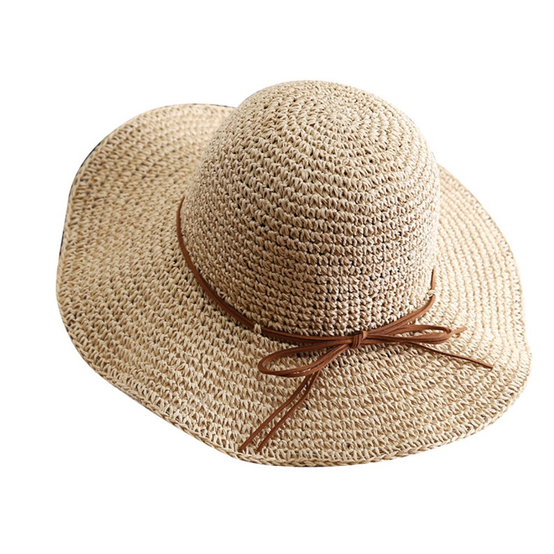 Folding Straw Hat , Wide Brim Floppy Summer Hats , woman Seaside Beach Hat, Sun hat image 6