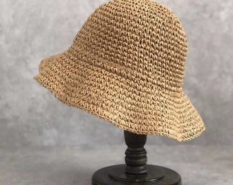 Simple and classic Folding Sun Hat,Beach Hat, Straw Bucket Hat for Women, Foldable Bucket Hat, Vacation Hat, Gardening Hat
