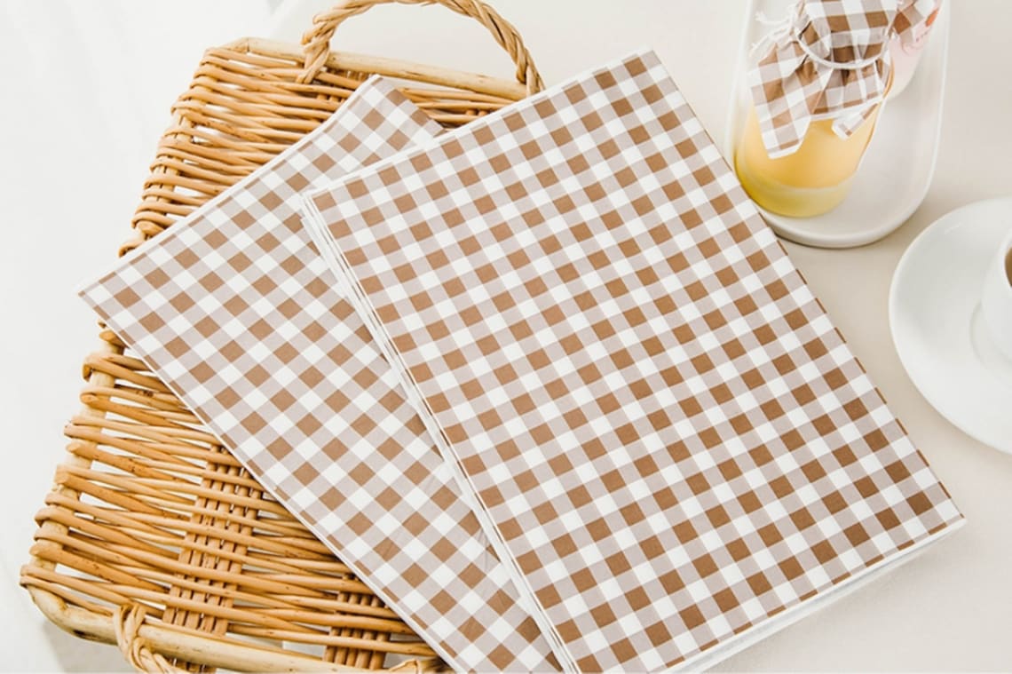 45 sheet Brown Grid Food Wrapping Paper sandwich wrapping Etsy