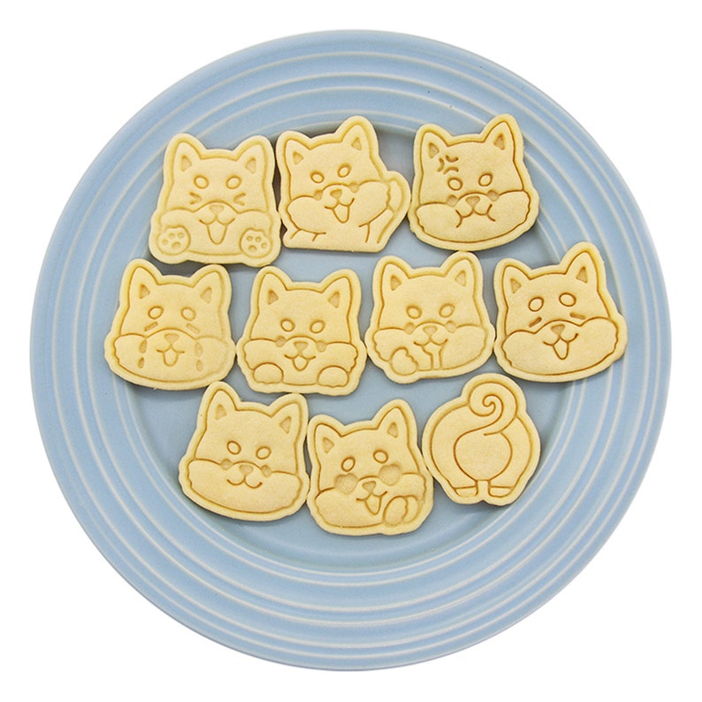 10 Pcs set Mini Shiba Inu cookie Cutters Plastic 3D Cartoon Biscuit Mold Cookie mold