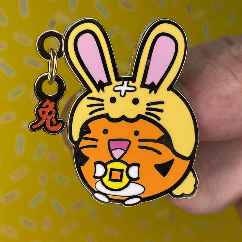 Rabbit Dangle Hard Enamel Pin Bunny Chinese lunar new year | Etsy