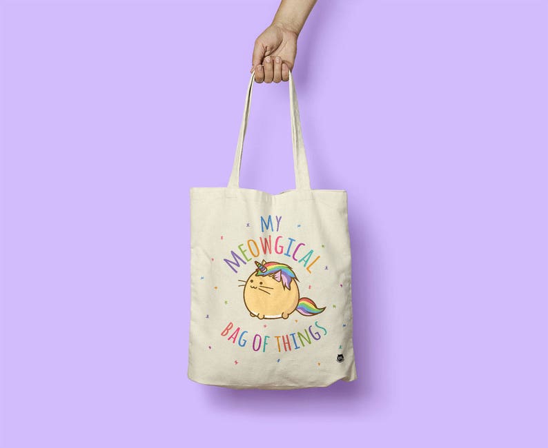 My Meowgical Bag Of Things Shopper Tote Bag Unicorn Cat Kitten Kittycorn Cute Adorable Cotton Fuzzballs Crazy Cat Lady Gift Idea Present 