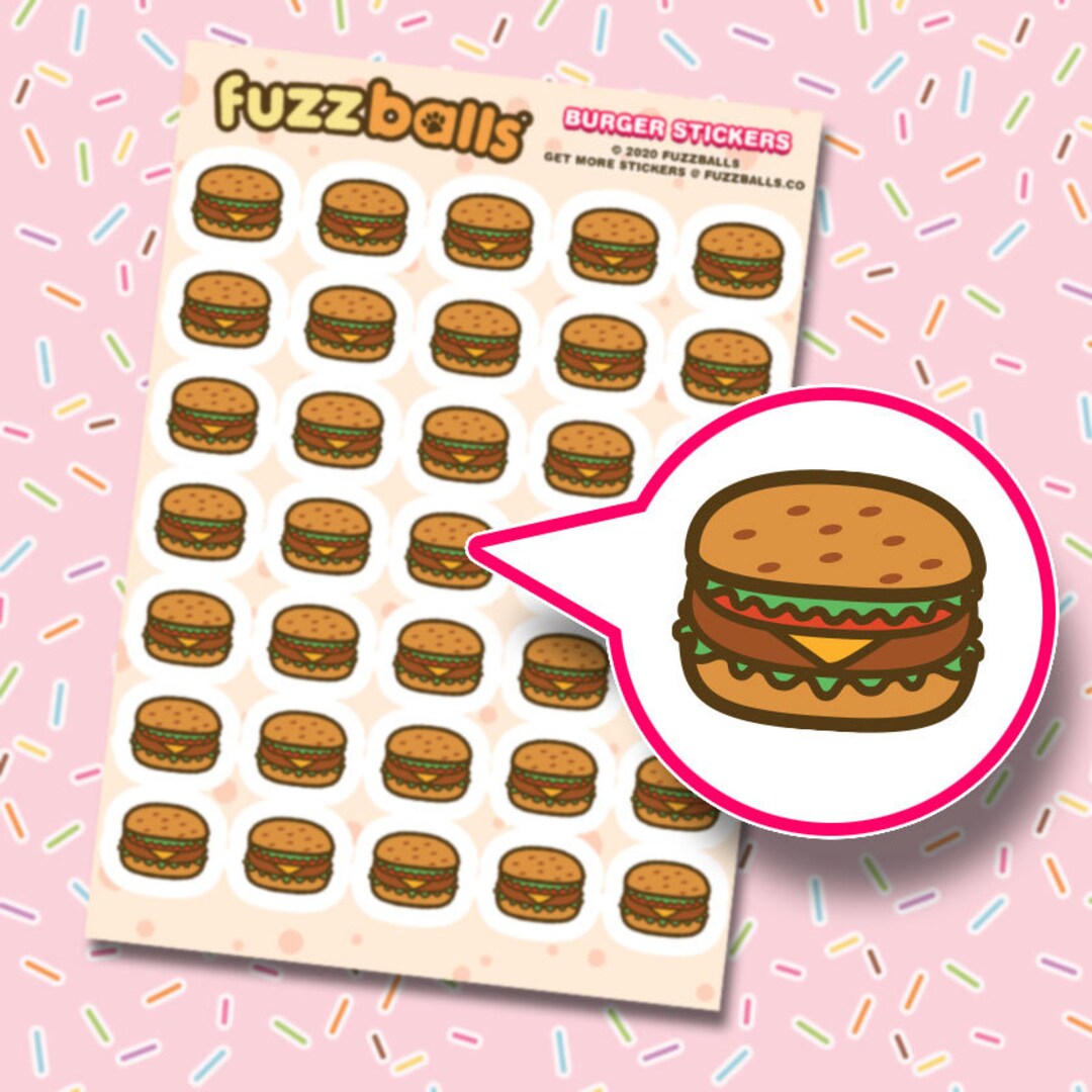 Emoji Hamburger Sticker Sheet Food & Drink. Imprintable