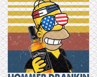 Hommer Simpson Drankin 4th July Beer Png, 4th Of July Sublimation Designs, USA png, Beer Sublimation Png, American Flag Drink Design
