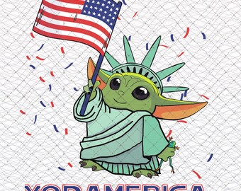 Yodamerica Baby Yoda 4th July Png, Baby Aliens Png, Fourth of July Png, American Flag Png, Independence Day Png, Sublimation Design