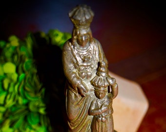 Antique French Religious Statue of St Anne Du Auray and The Virgin Mary                       Sku: R317