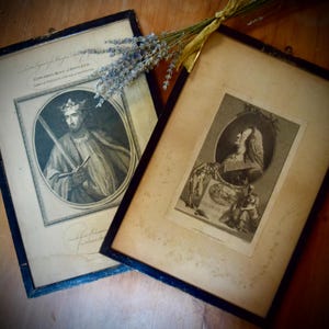 A Pair of English Antique Engravings from c.1700             Sku: C253