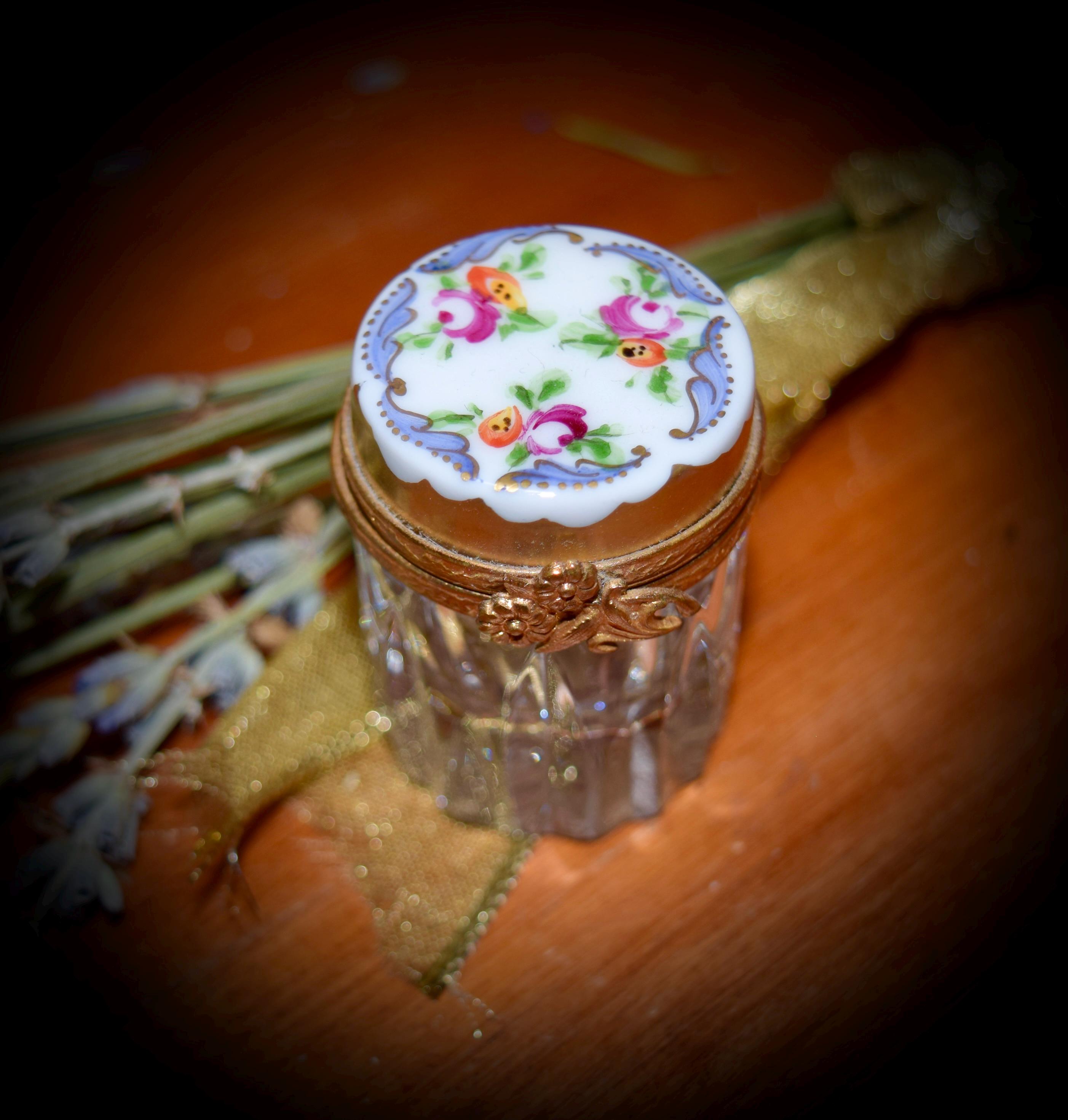 French Limoges Hand Painted Crystal Pot Sku: L357 - Etsy