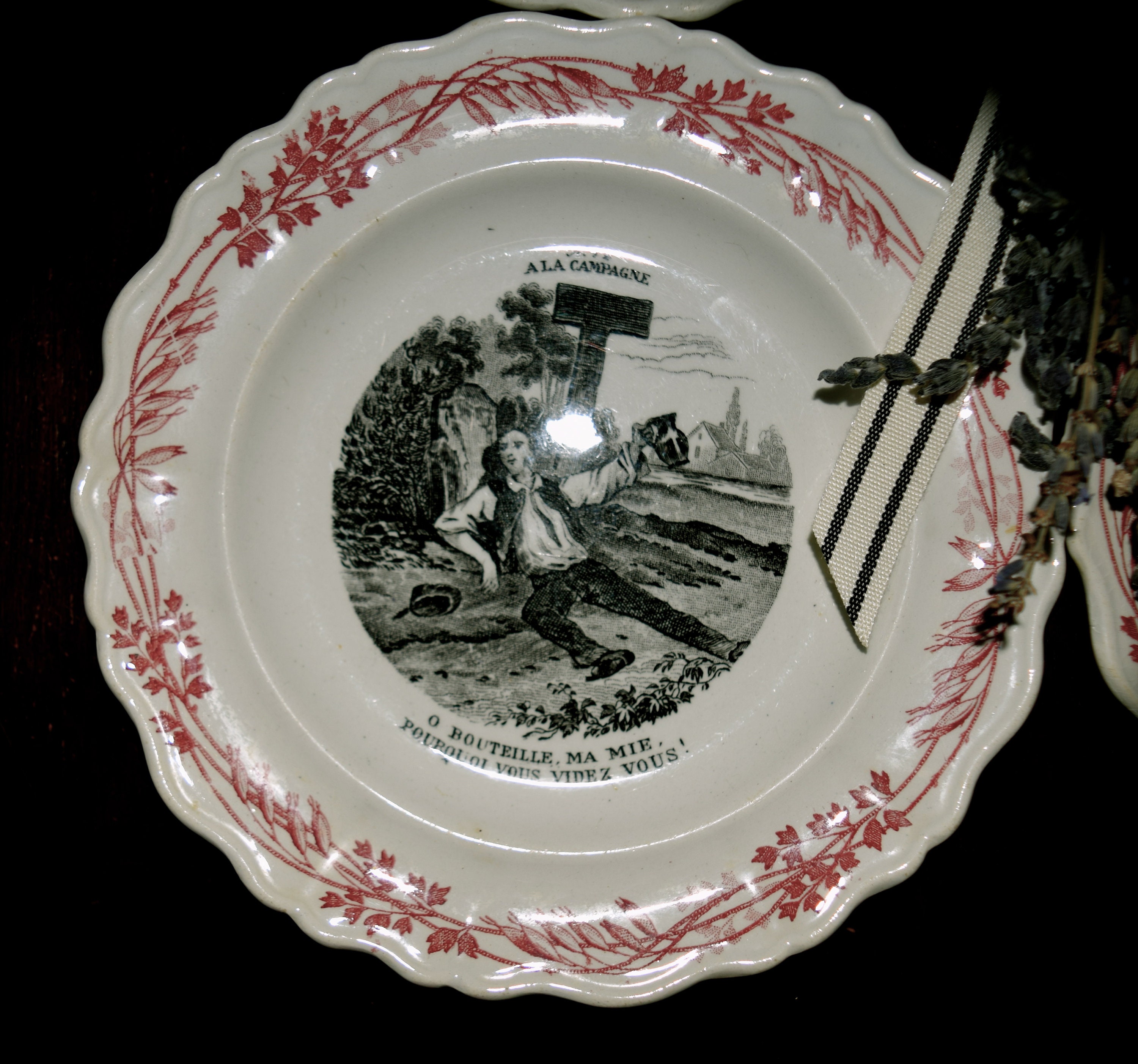Set of 4 French Antique Creil Et Montereau Terre De Fer Plates Sku