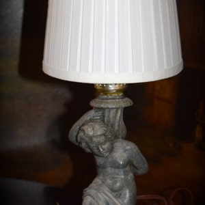 Vintage Cast Metal/Spelter Sculptured Girl Table Lamp Sku: C226 image 1
