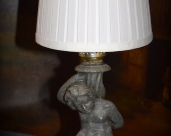 Vintage Cast Metal/Spelter Sculptured Girl Table Lamp      Sku: C226