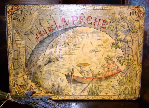 Jeu De La Peche 1890's French Music Box Fishing Toy      Sku: C289