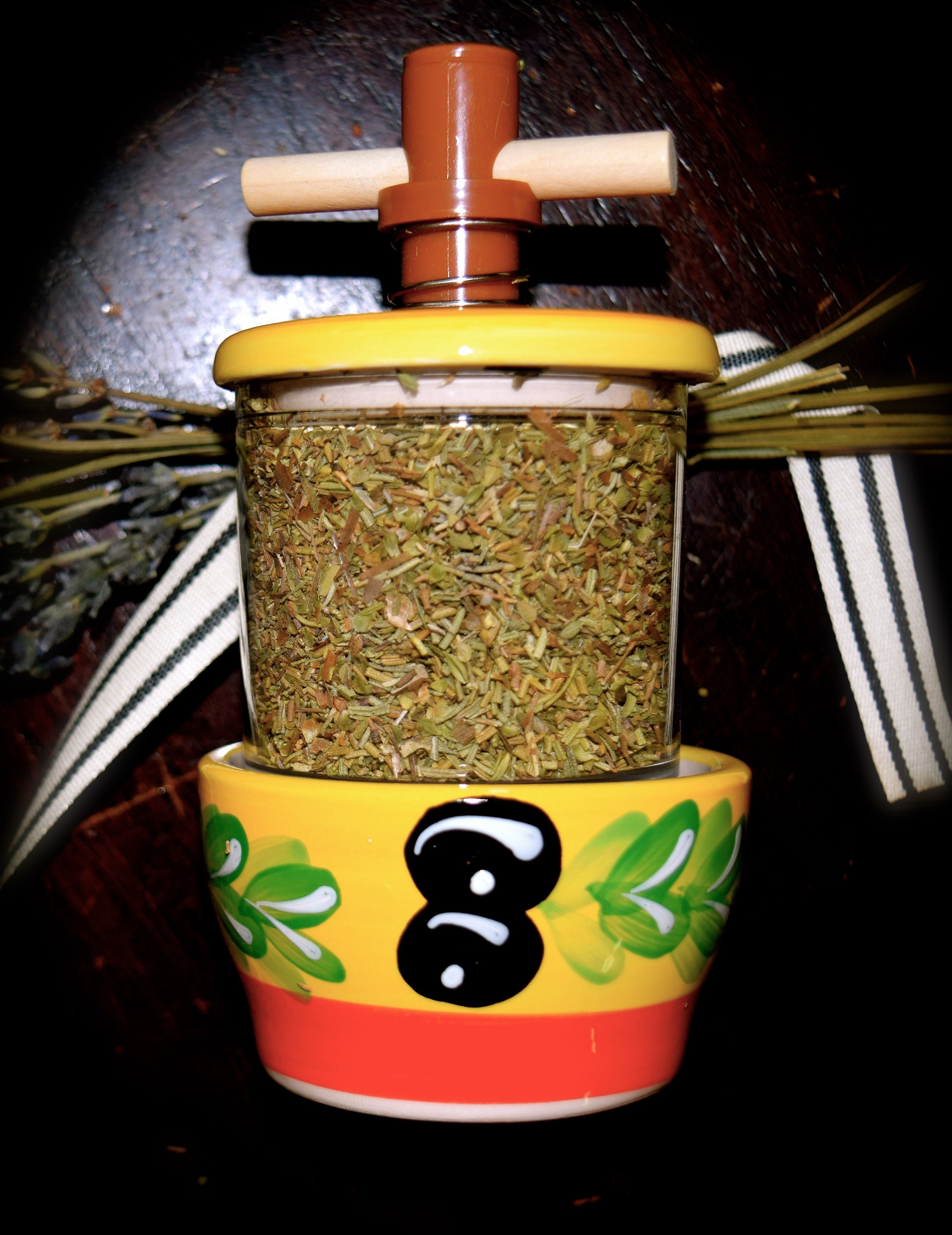 French Herbs de Provence Ceramic Grinder w/Painted Olives Etsy