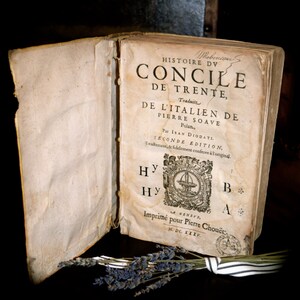 French Book  Antique French book entitled &quot;Histoire DV Concile de Trente&quot; Dated c.1635    Sku: BK005
