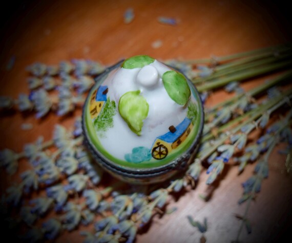 アンティーク フランス リモージュ ボックス 洋ナシ型 風景画付き SKU