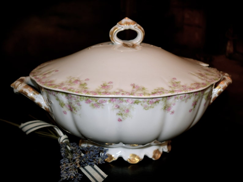 French Haviland Limoges 'pink Rose' Soup Tureen Sku Etsy