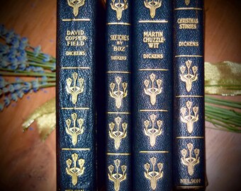 Antique Set Of 4 "The Works of Charles Dickens" Books c.1890's    Sku: B017