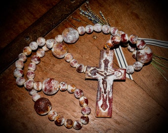 Vintage Clay Beaded Rosary with Cross                      Sku: R007
