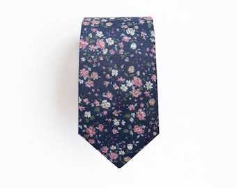 Oliver Ditsy Floral Cotton Men's Tie, Skinny Tie