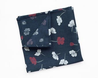 Finchley Floral Pocket Square, Men's Hand-Rolled Handkerchief