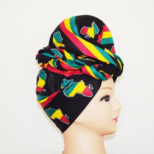Bongo Natty Africa Carte Ankara Head wrap, cravate diy head, foulard africain élégant, accessoire de cheveux en tissu – Made to Order