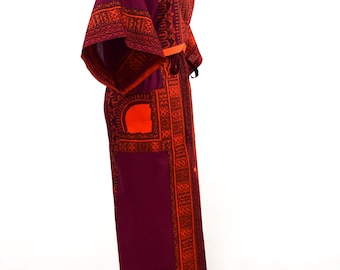 Wine Red/Aqua Dashiki African Wax Maxi Skirt and Cropped Butterfly Top, Dashiki Print Drawstring Skirt, Short Dashiki Top - One of a kind