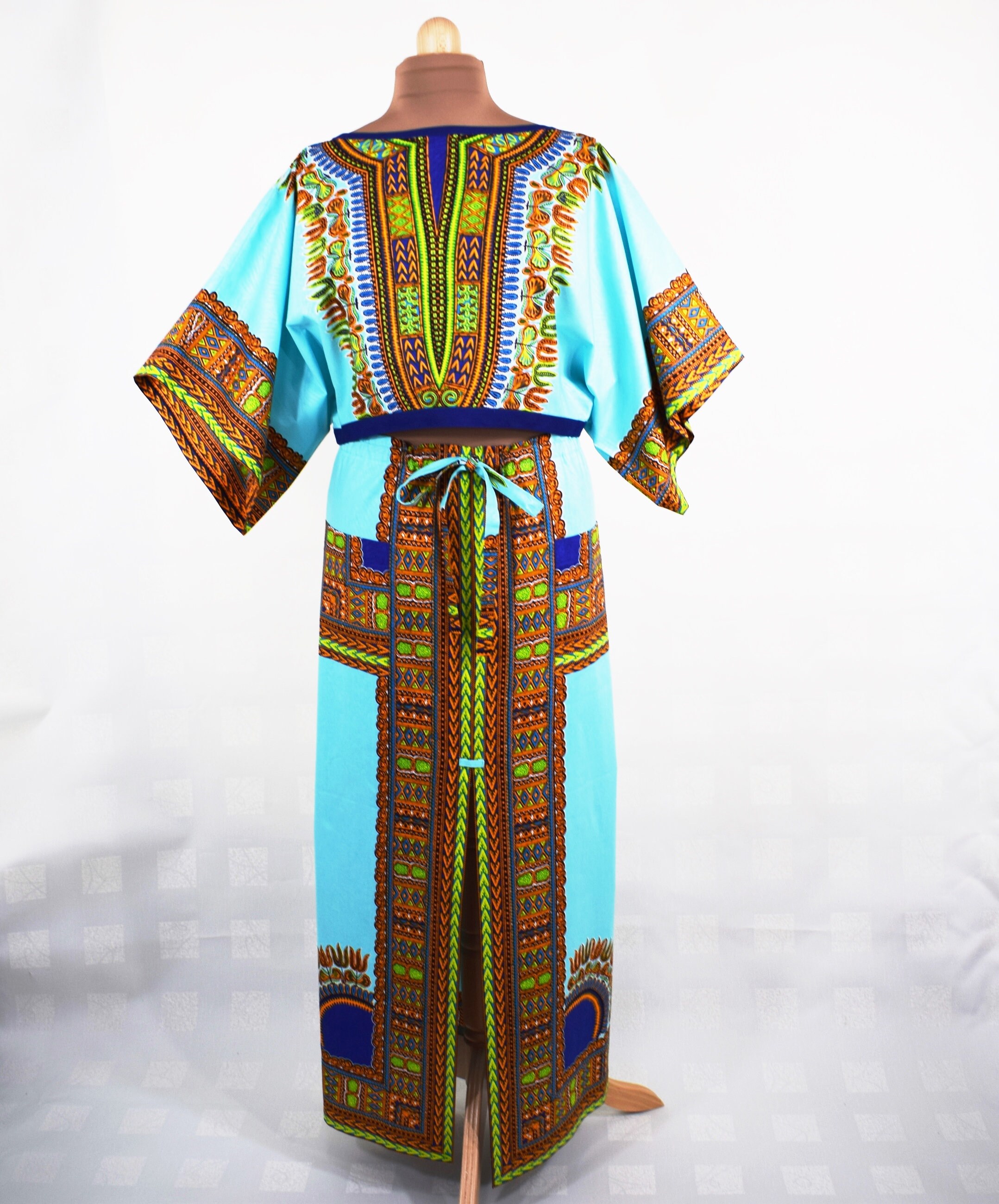 Dashiki Printed Cotton Wax Elastic Waist Flared Skirt main image 0