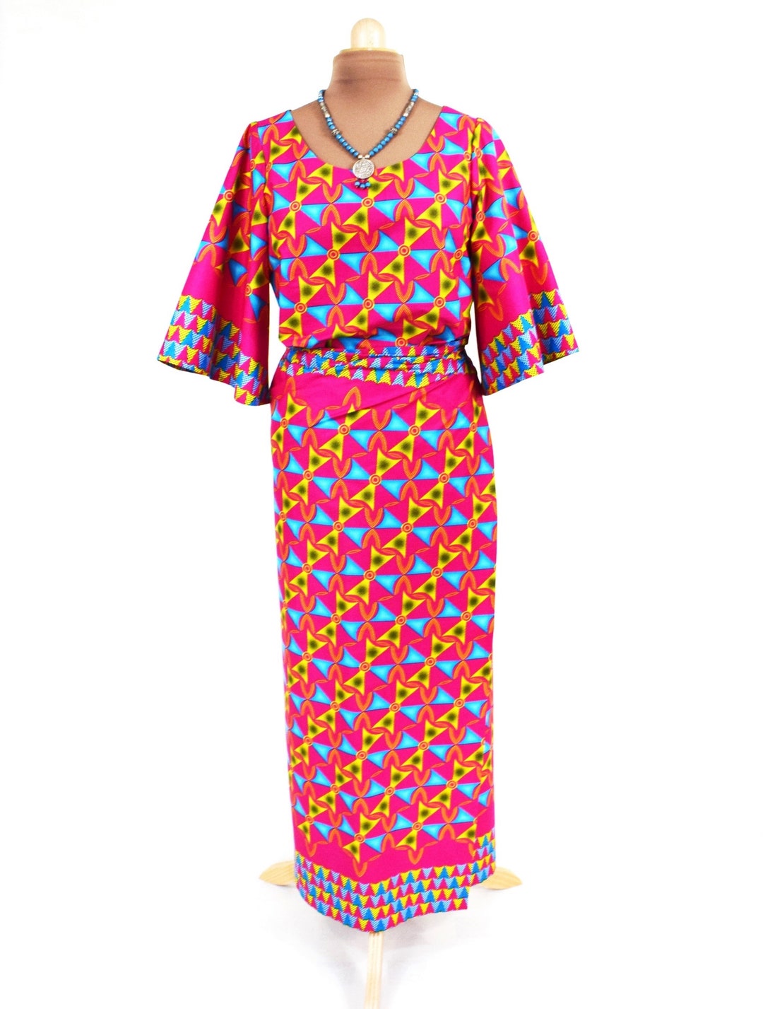 Hot Pink Pinwheel Iro and Buba, African Wax Print Wrappa and Top ...