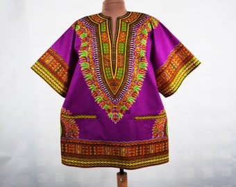 Magenta Dashiki Angelina Dashiki XXL Shirt,  Unisex Dashiki Shirt,  Afro Shirt - one of a kind