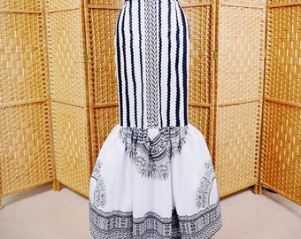 Black and White Mermaid Skirt, Formal Maxi Skirt, Long Ankara Skirt, - One of a kind