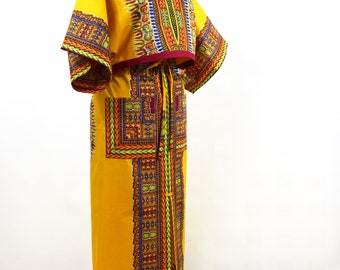 Gold Dashiki African Wax Maxi Skirt and Cropped Butterfly Top, Dashiki Print Drawstring Skirt, Short Dashiki Top - One of a kind