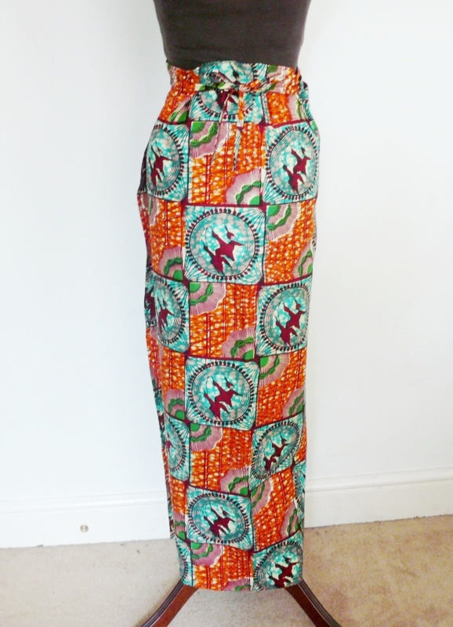 Orange and Aqua Ankara Lapa Ankara Wrap Skirt African Wax - Etsy