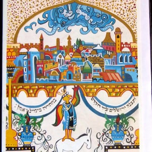 Postcard, Judaica, Weddings ,Messiah, Invitations, Gold Stamping, Bar Mitsvah , Tradition, Handmade Painting, Jewish Sybols, Collectibles