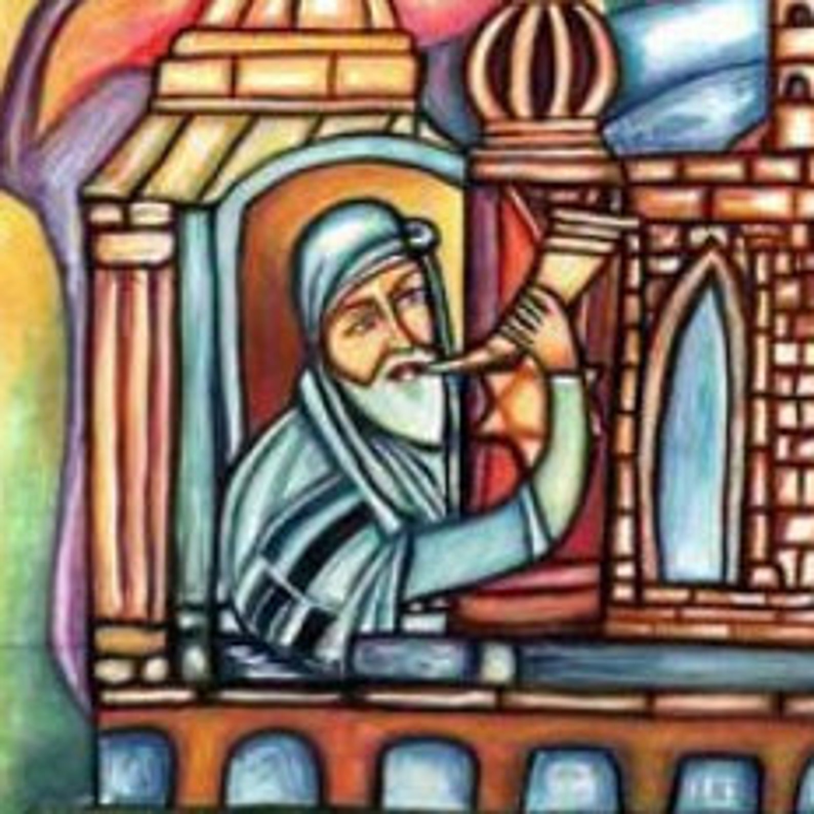 Watercolor,the Great Shofar, Judaica, Canvas, Holiday Gift, Bible