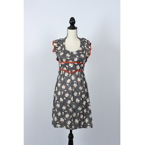 Vintage Red White Blue Ruffled Halter Open Back Mini Dress 1960s 1970s 4th of July XS/S