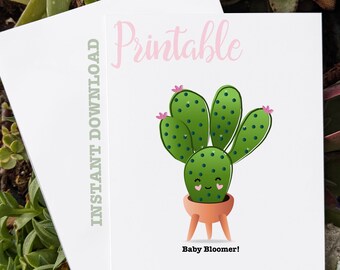 Cactus Lover, Plant Parent, OK Boomer Bloomers, Cute Cactus With Flowers - Instant Download A2 Card