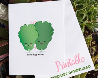 Gettin' Figgy With It Fiddle Leaf Fig Lovers Valentine's Day Card - Instant Download A2 Card