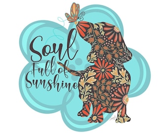 Garden Dachshund Vinyl Sticker: Flower Power Dog Art