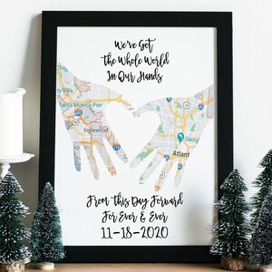 Personalisierte Geschenk Karte Wandkunst, Herz Karte Einweihungsparty Weihnachtsgeschenk, passendes Familiengeschenk, Geschenk für Paar, benutzerdefinierte erste Hausgeschenke
